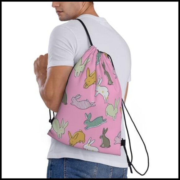 Drawstring Backpack Adjustable Gym Sports Travel Beach Bag Lightweight Polyester main image 5